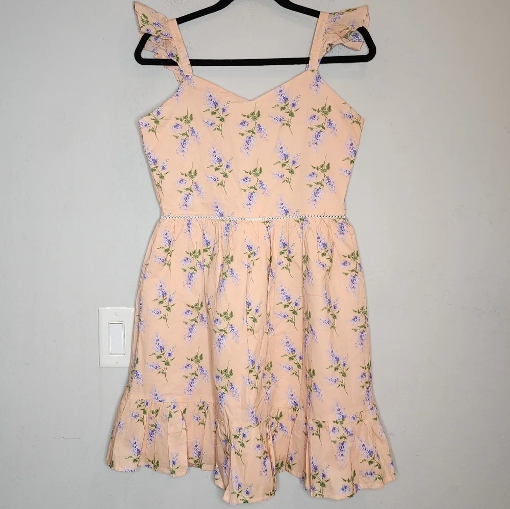 NWT Janie and Jack Apricot Floral Ruffle Strap‎ Sundress Big Kid Size 18.